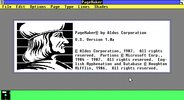 Aldus Pagemaker 1.00a - Splash